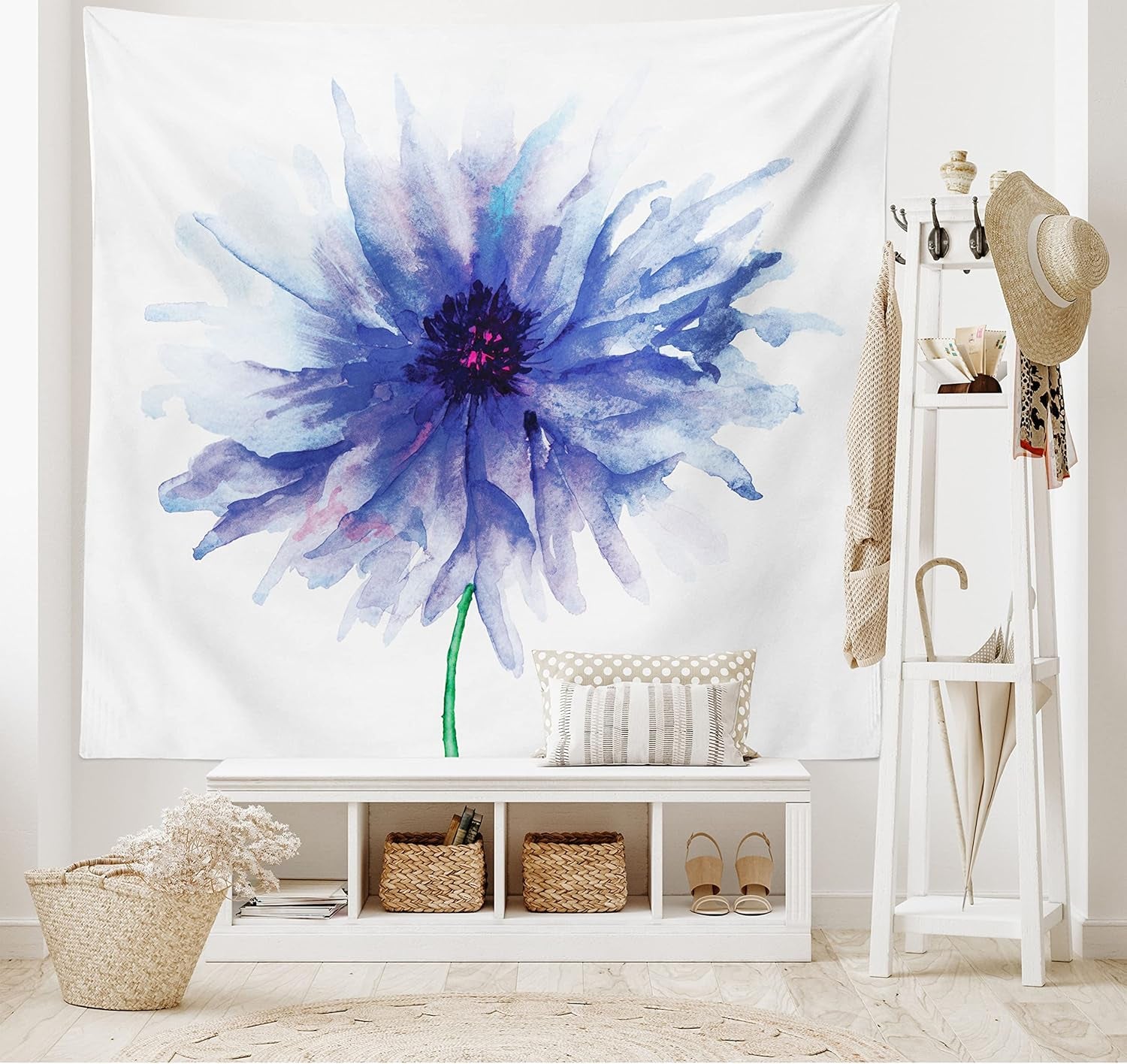 Gobeläng abakuhaus wanderlust djurvärldskarta ritningar Hem - Tillbehör och dekorationer Naty Shop Marinblå Vit 230L X 140B Cm