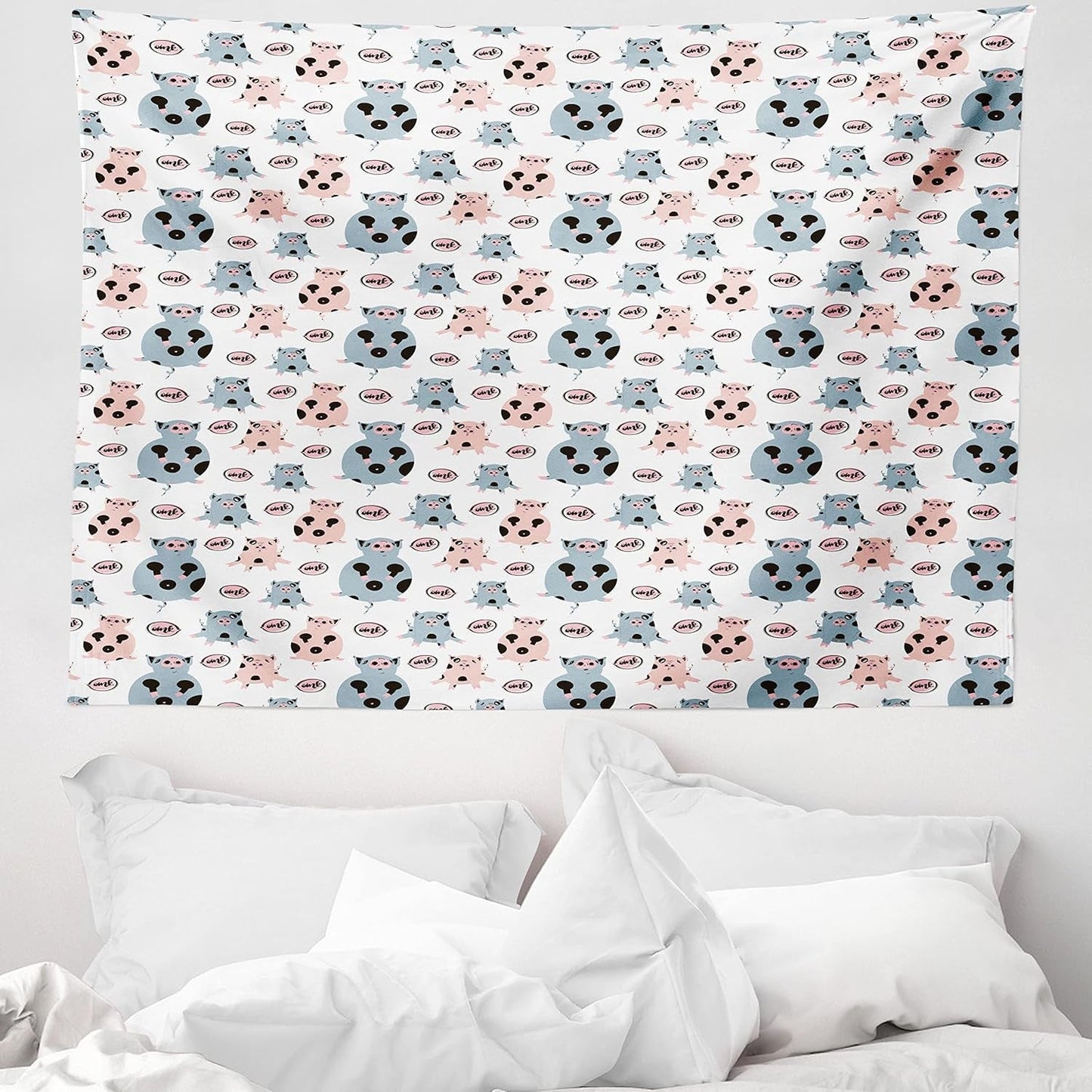 Gobeläng abakuhaus wanderlust djurvärldskarta ritningar Hem - Tillbehör och dekorationer Naty Shop Grå Blå 150L X 110B Cm