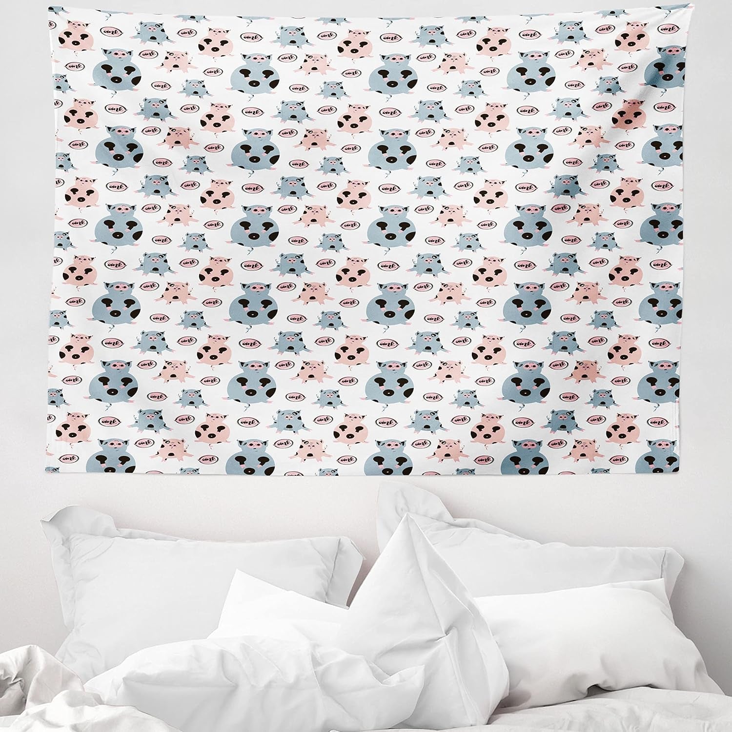 Gobeläng abakuhaus wanderlust djurvärldskarta ritningar Hem - Tillbehör och dekorationer Naty Shop Grå Blå 150L X 110B Cm