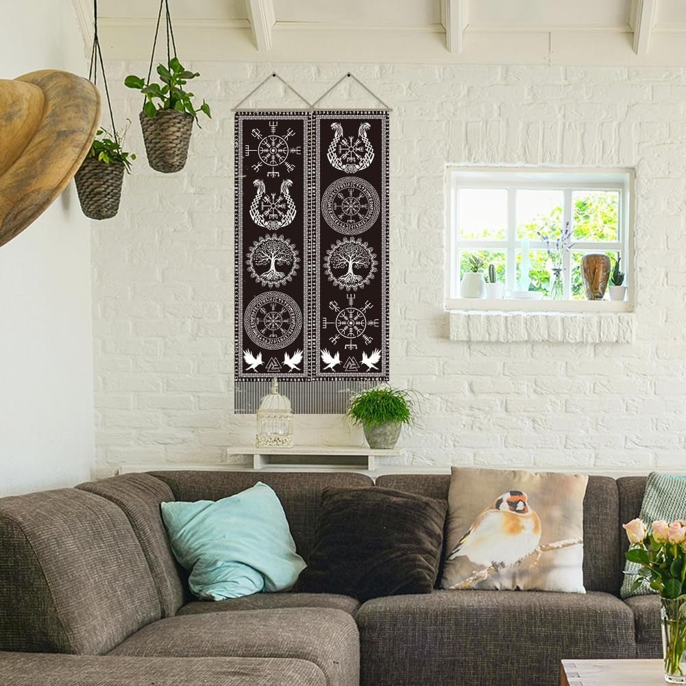 Gobeläng ahandmaker viking symbol livets träd runor Hus - Tillbehör och dekorationer Naty Shop