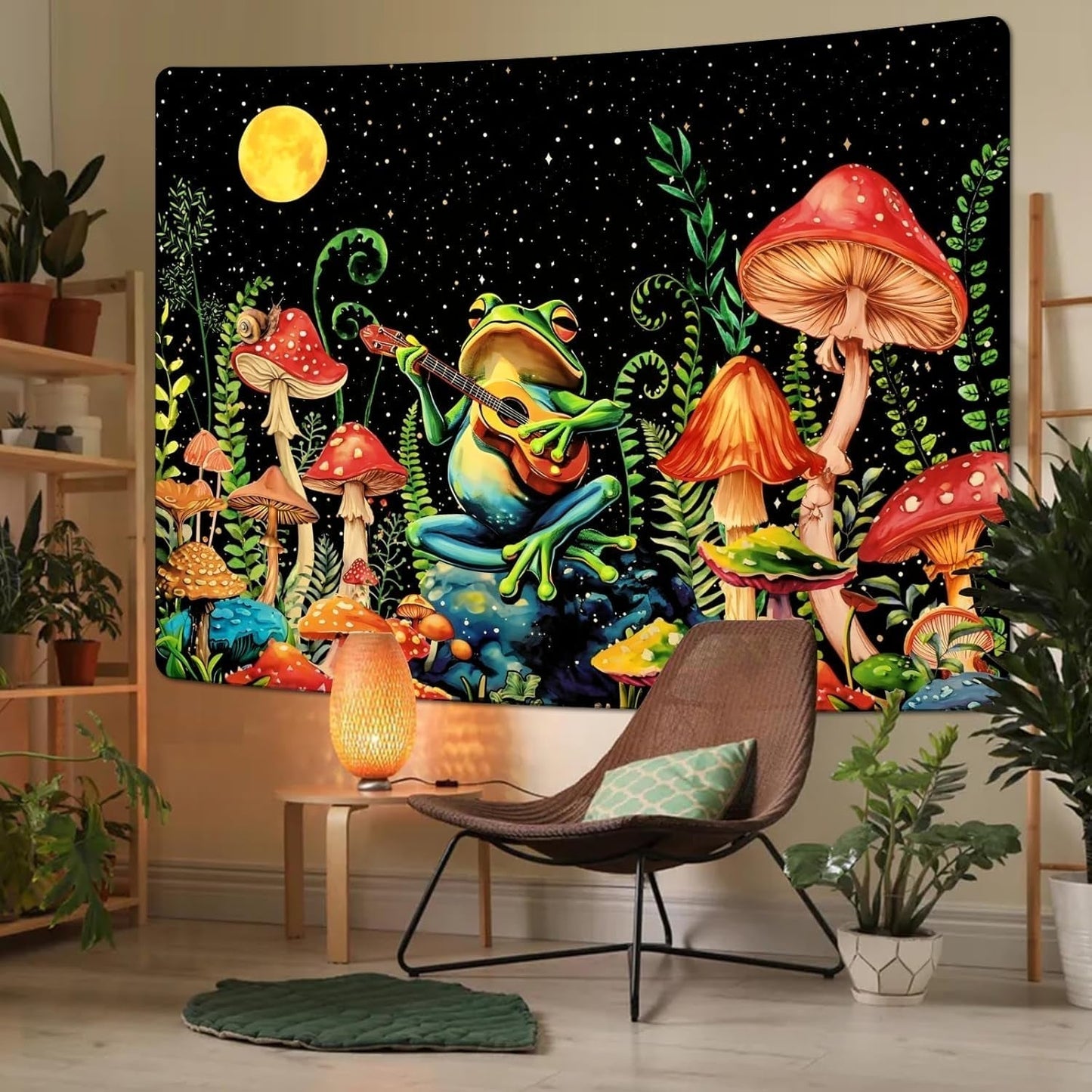 Gobeläng alishomtll groda svamp månen stjärnor färgglada Hem - Tillbehör och dekorationer Naty Shop