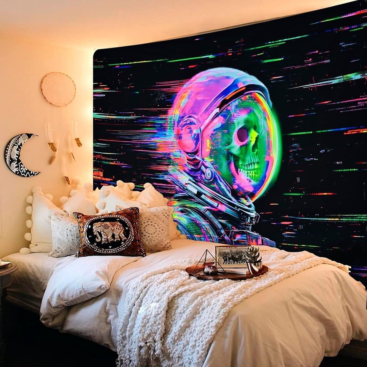 Gobeläng alishomtll fluorescerande skalle astronaut svart ljus Hem - Tillbehör och dekorationer Naty Shop