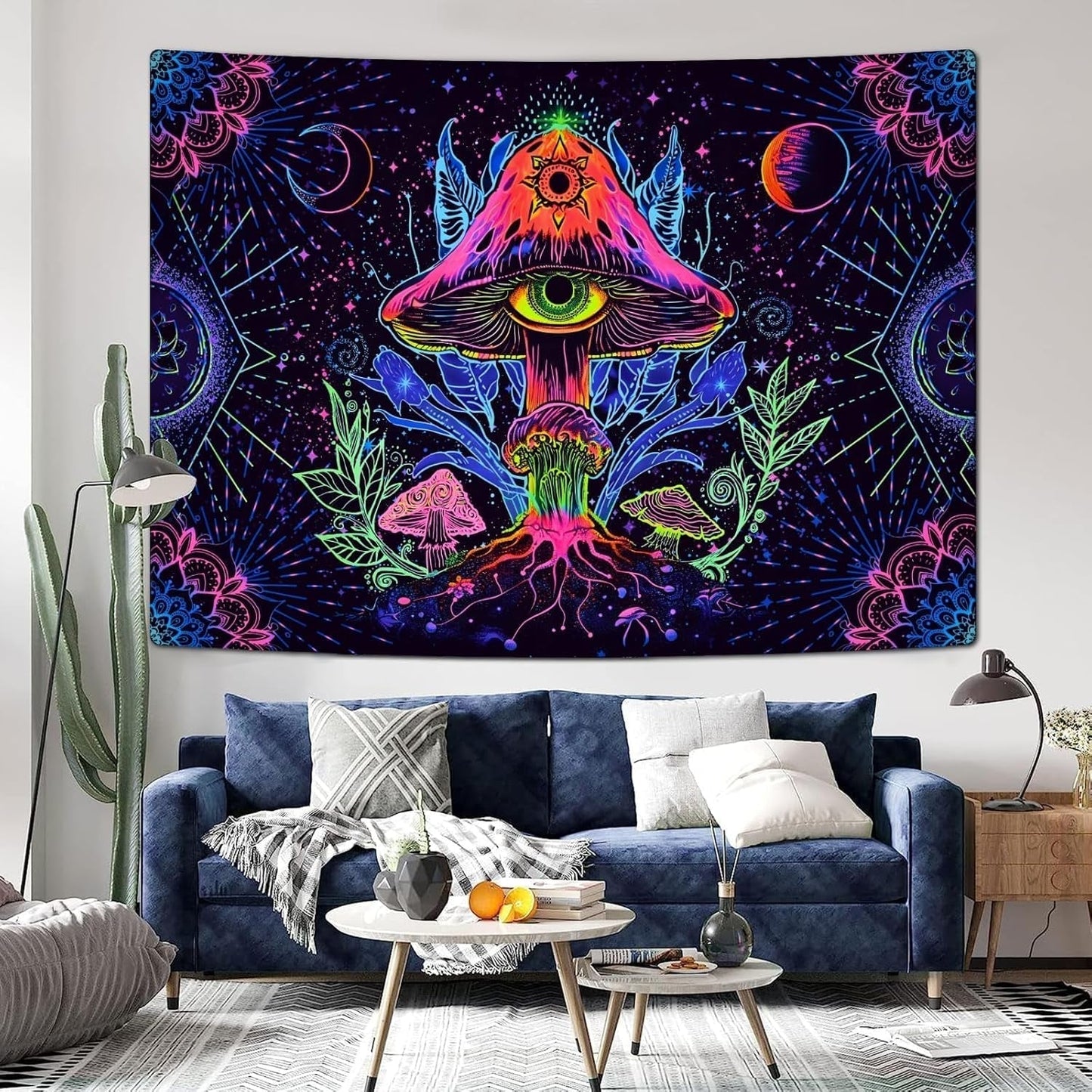 Gobeläng alishomtll fluorescerande svamp svart ljus mandala Hem - Tillbehör och dekorationer Naty Shop