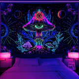 Gobeläng alishomtll fluorescerande svamp svart ljus mandala Hem - Tillbehör och dekorationer Naty Shop Multi 150L X 130B Cm
