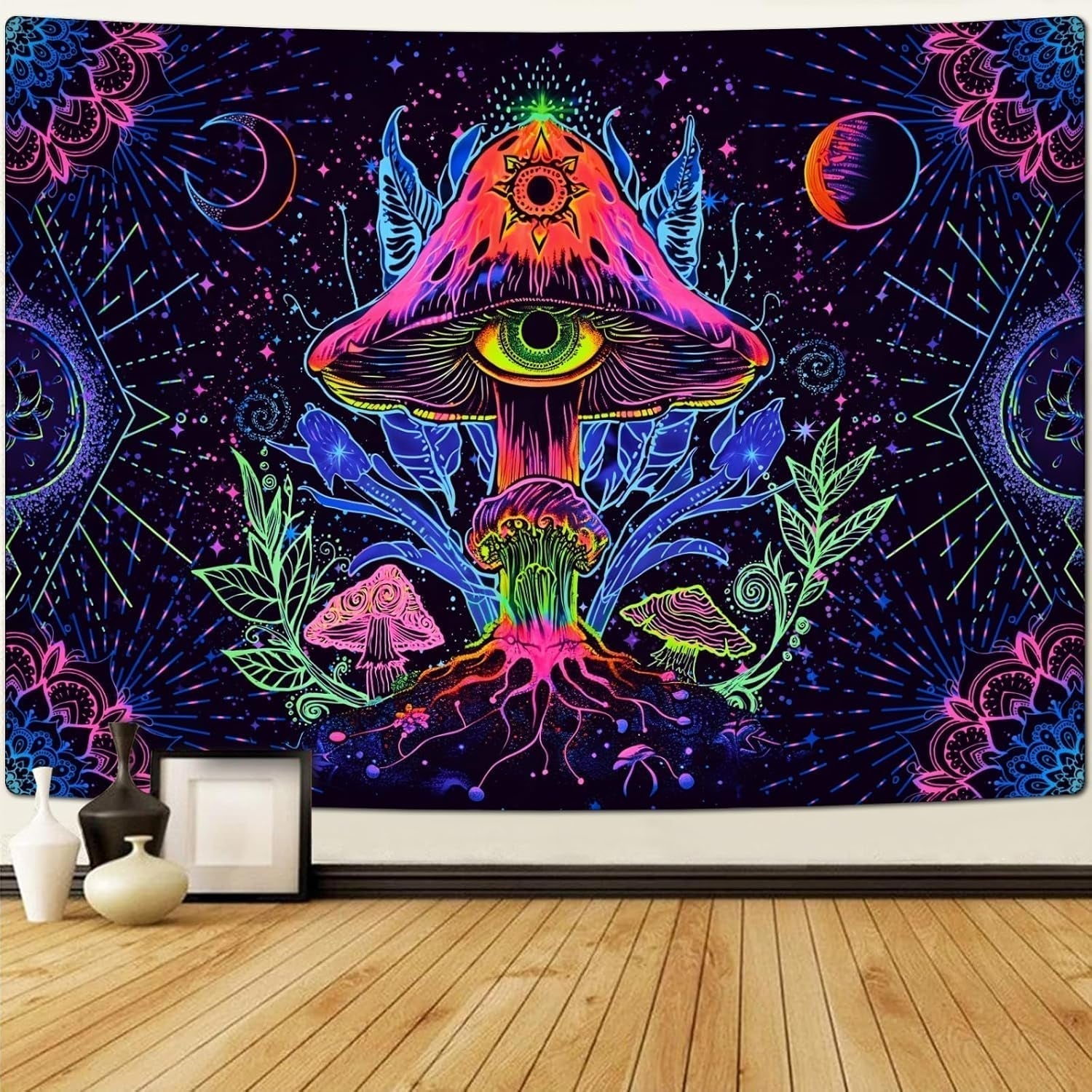 Gobeläng alishomtll fluorescerande svamp svart ljus mandala Hem - Tillbehör och dekorationer Naty Shop