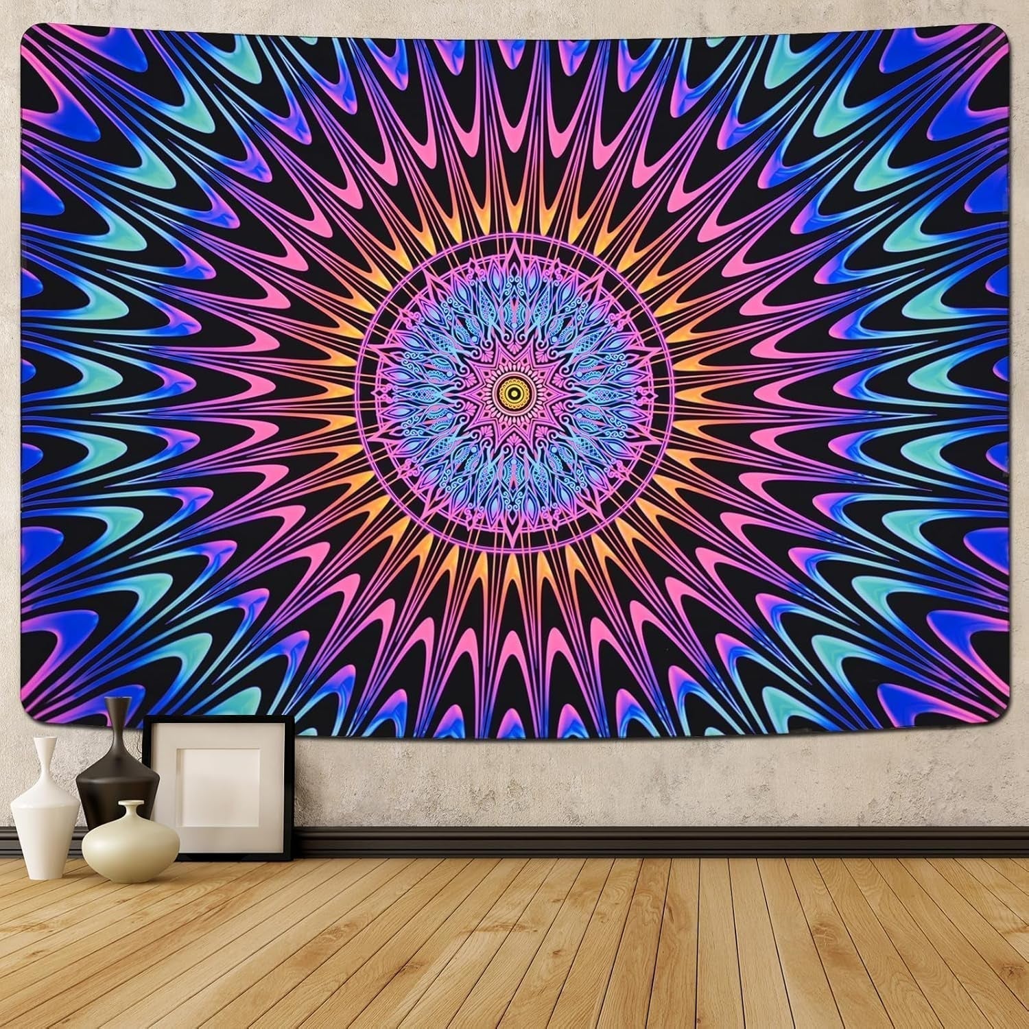 Gobeläng alishomtll färgad mandala svart ljus konst Hem - Tillbehör och dekorationer Naty Shop