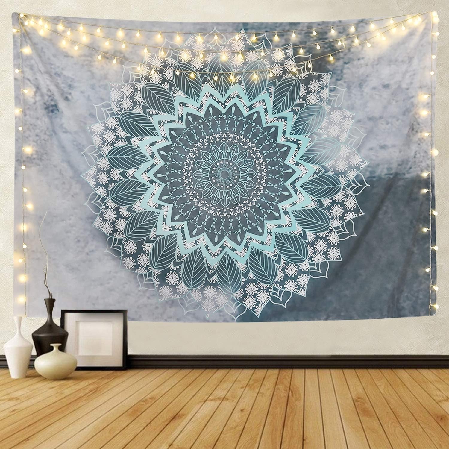 Gobeläng alishomtll indisk mandala yoga hippieduk Hem - Tillbehör och dekorationer Naty Shop 1 mandala (grå+blå) 235L X 235B Cm