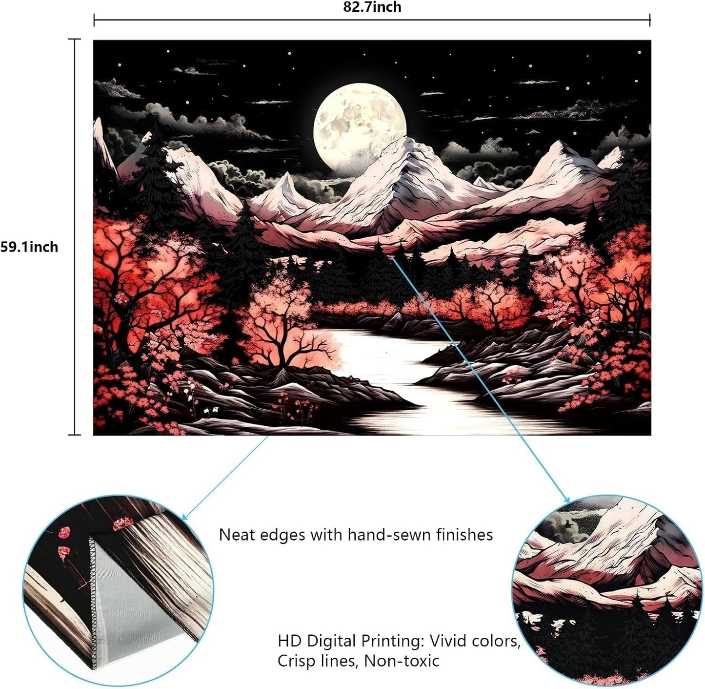 Gobeläng alishomtll bergsscen måne skog berg Hem - Tillbehör och dekorationer Naty Shop