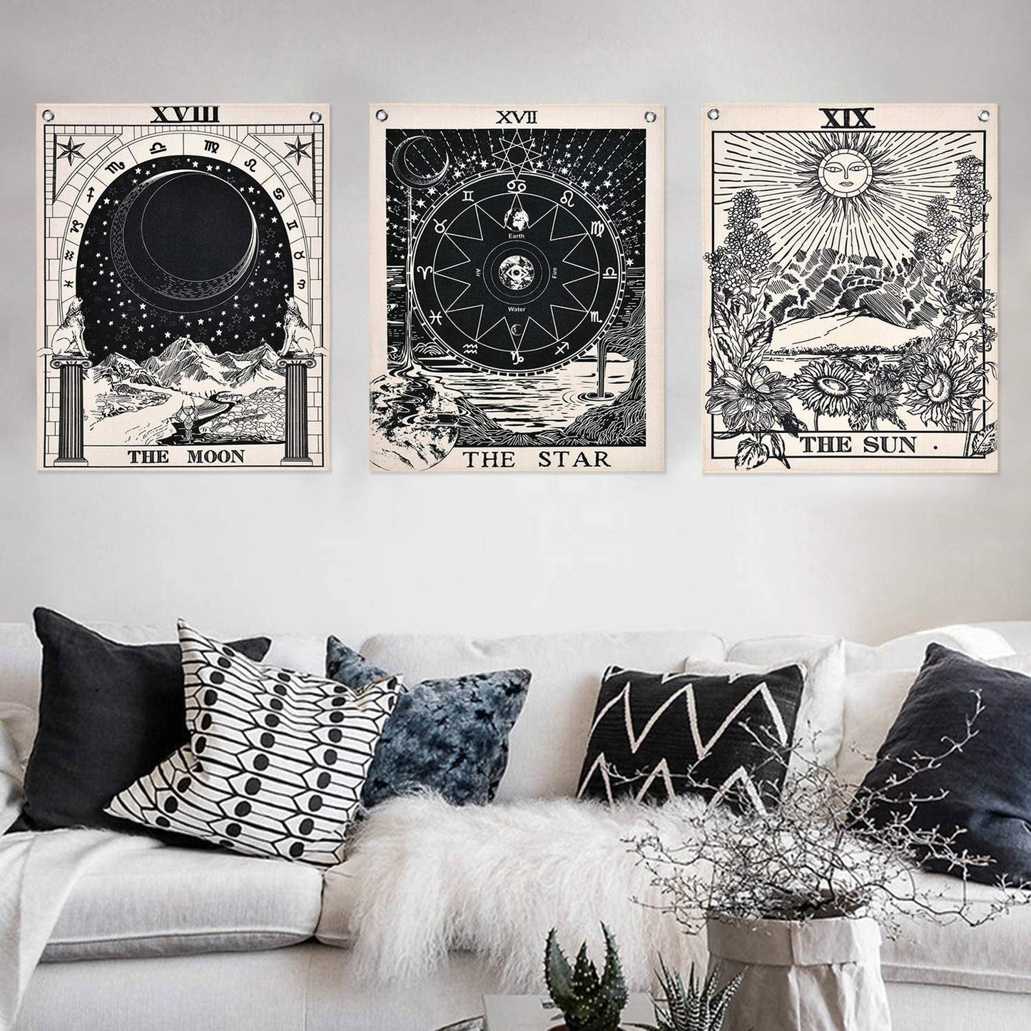 Alishomtll gobeläng tarotuppsättning solmånestjärnor Hem - Tillbehör och dekorationer Naty Shop Tarotset (svartvitt) 40 X 50 Cm