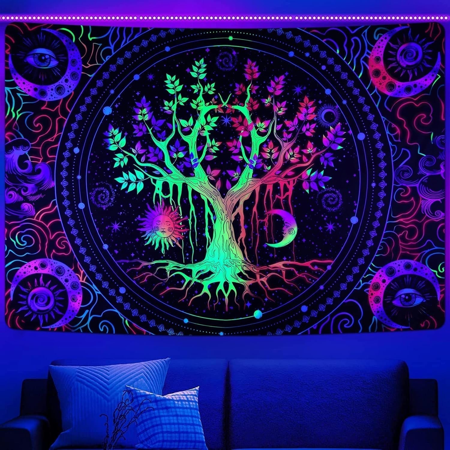 Gobeläng alishomtll trädliv fluorescerande sol och måne Hem - Tillbehör och dekorationer Naty Shop