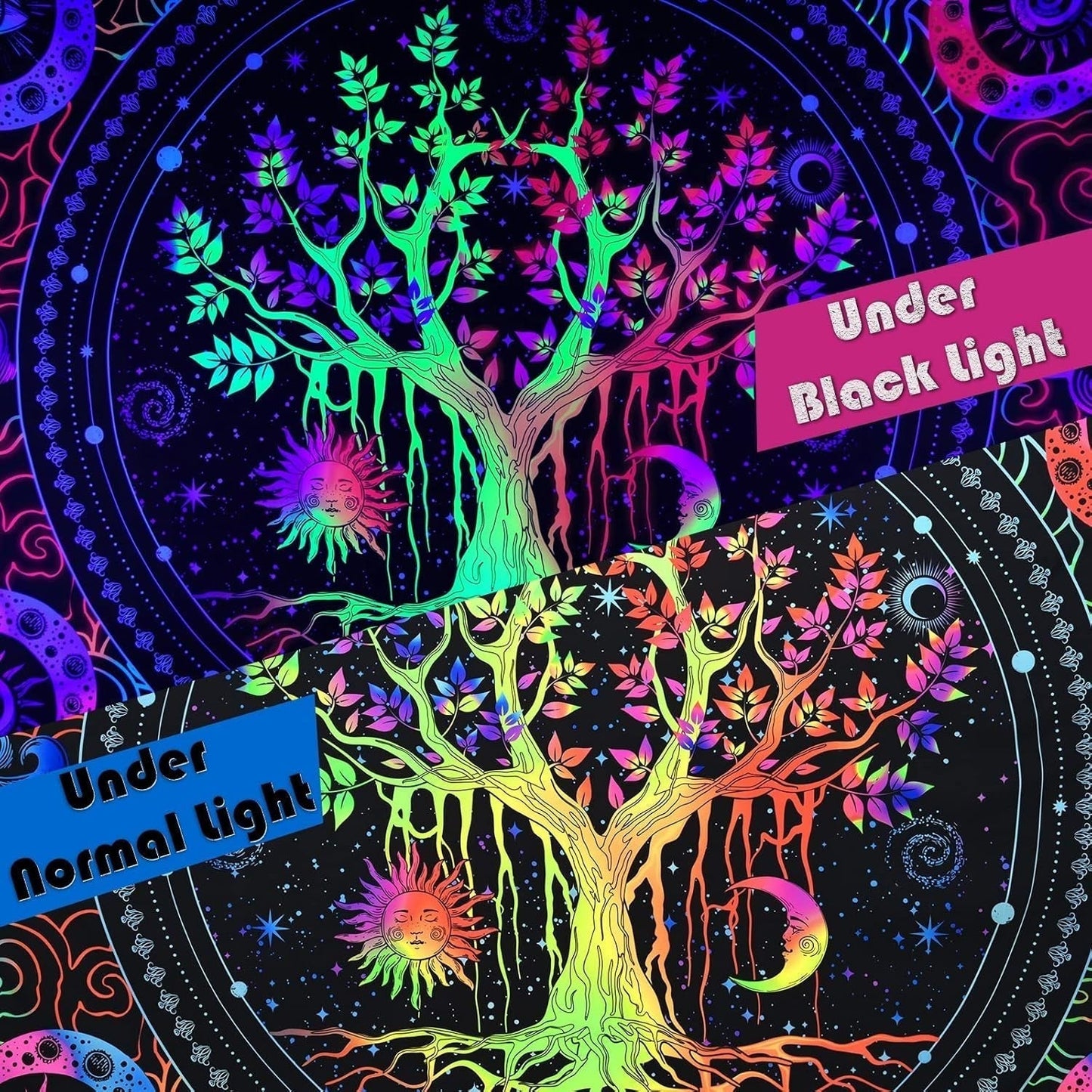 Gobeläng alishomtll trädliv fluorescerande sol och måne Hem - Tillbehör och dekorationer Naty Shop
