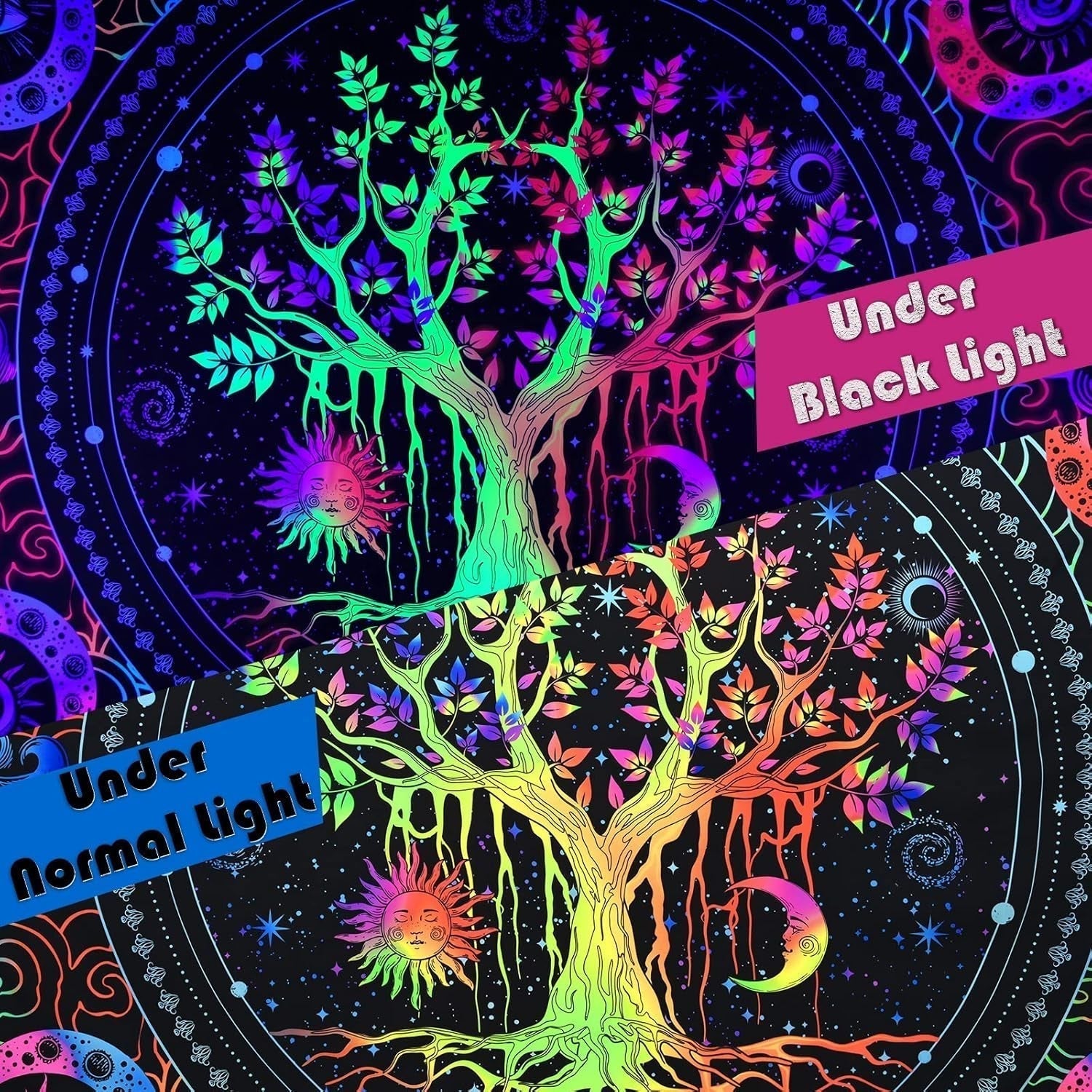Gobeläng alishomtll trädliv fluorescerande sol och måne Hem - Tillbehör och dekorationer Naty Shop
