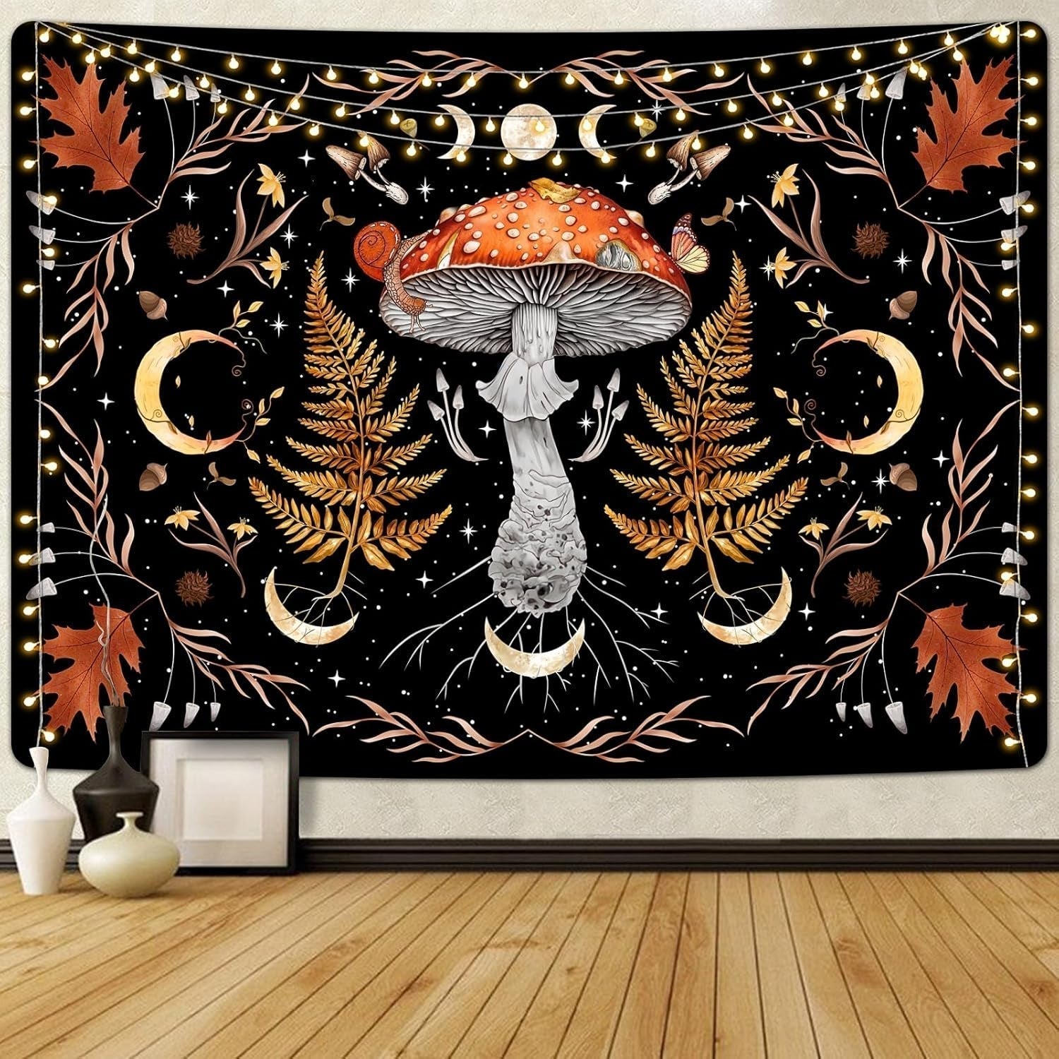 Gobeläng alishomtll vintage svamp måne lönnlöv botaniska Hem - Tillbehör och dekorationer Naty Shop Multi 150L X 130B Cm