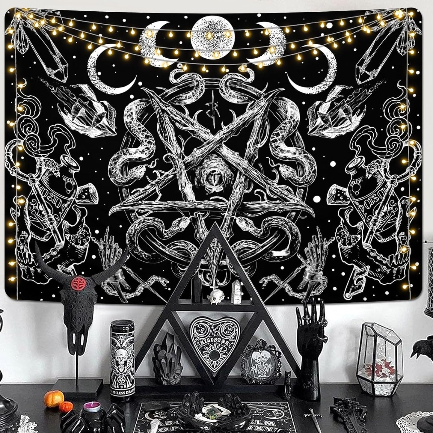 Gobeläng alishomtll witchy snake estetisk gotisk pentagram vägg Hem - Tillbehör och dekorationer Naty Shop
