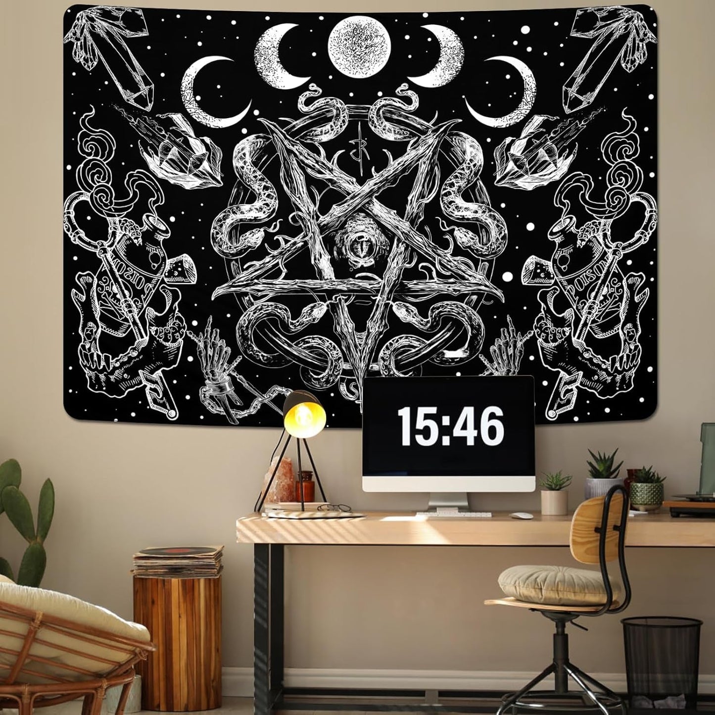 Gobeläng alishomtll witchy snake estetisk gotisk pentagram vägg Hem - Tillbehör och dekorationer Naty Shop