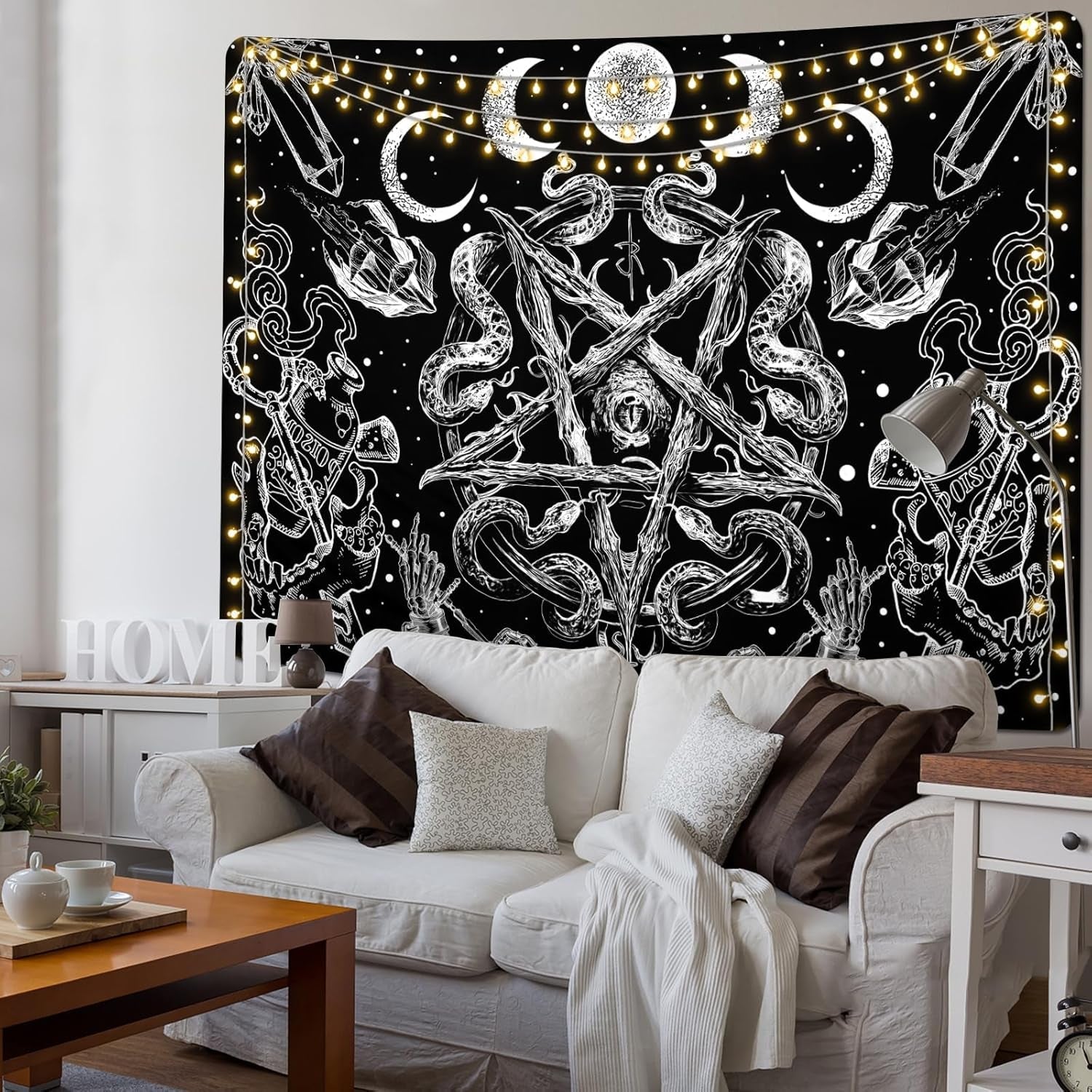 Gobeläng alishomtll witchy snake estetisk gotisk pentagram vägg Hem - Tillbehör och dekorationer Naty Shop