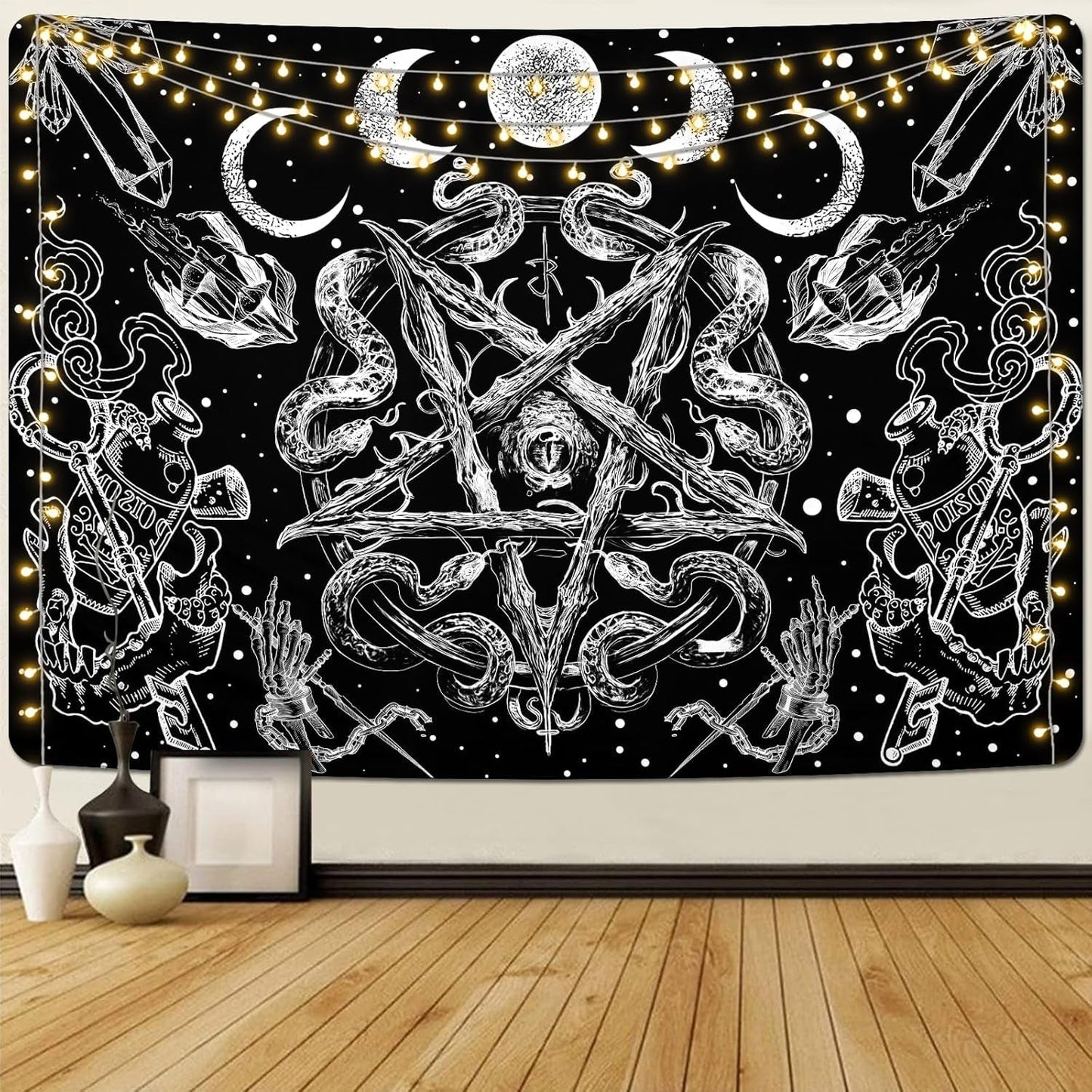 Gobeläng alishomtll witchy snake estetisk gotisk pentagram vägg Hem - Tillbehör och dekorationer Naty Shop Pentagram 210L X 150B Cm
