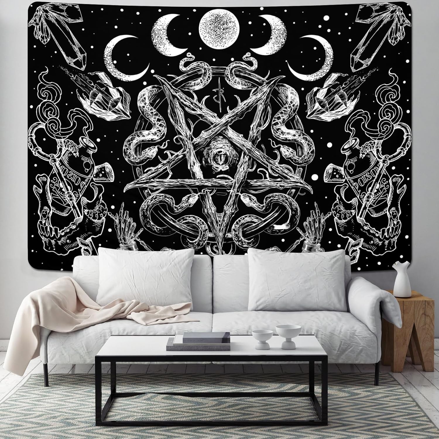 Gobeläng alishomtll witchy snake estetisk gotisk pentagram vägg Hem - Tillbehör och dekorationer Naty Shop