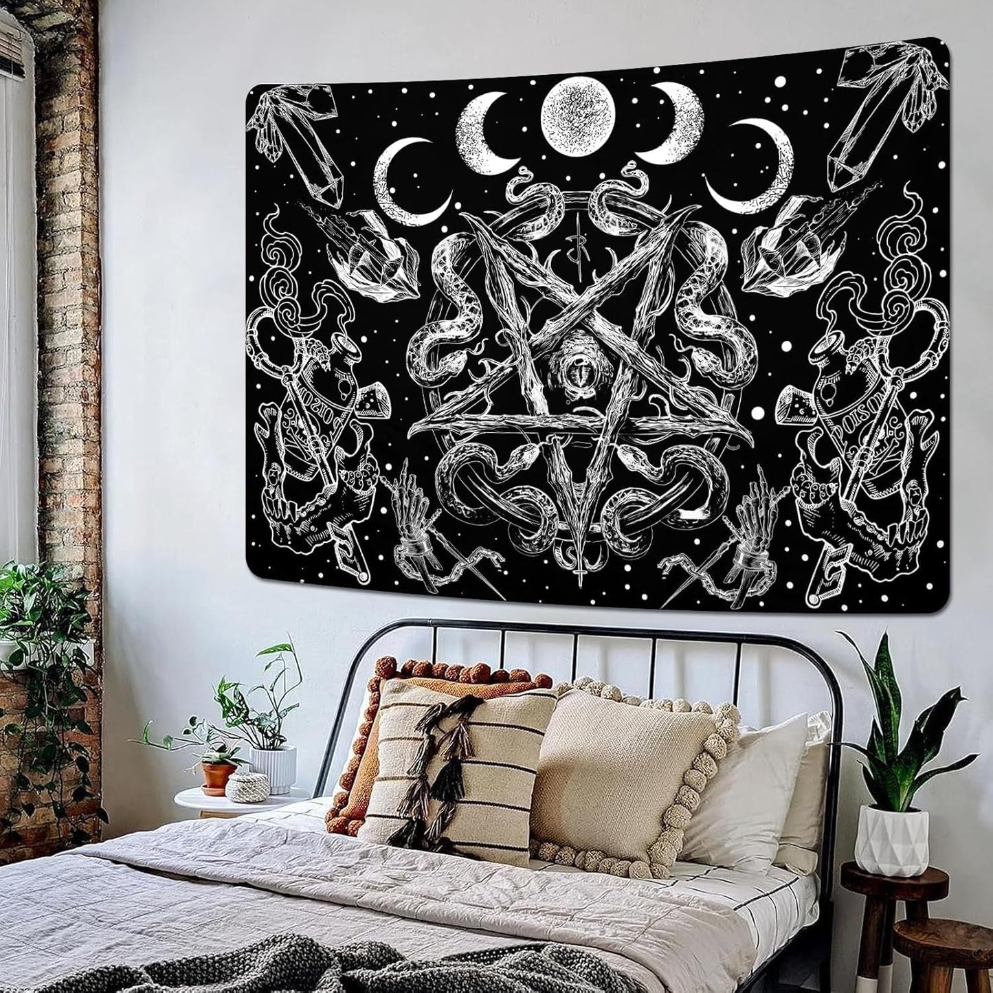 Gobeläng alishomtll witchy snake estetisk gotisk pentagram vägg Hem - Tillbehör och dekorationer Naty Shop