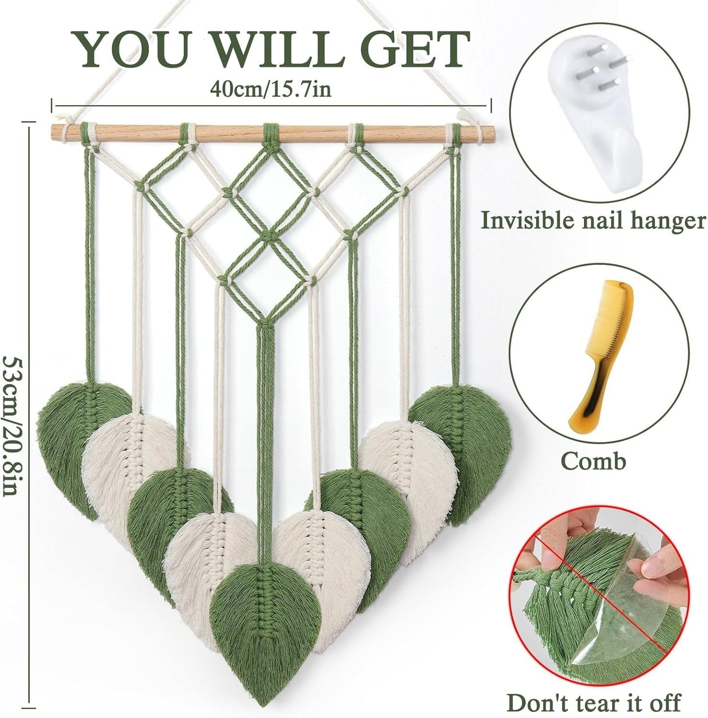 Gobeläng astnic gobeläng vävda gröna blad Hem - Tillbehör och dekorationer Naty Shop