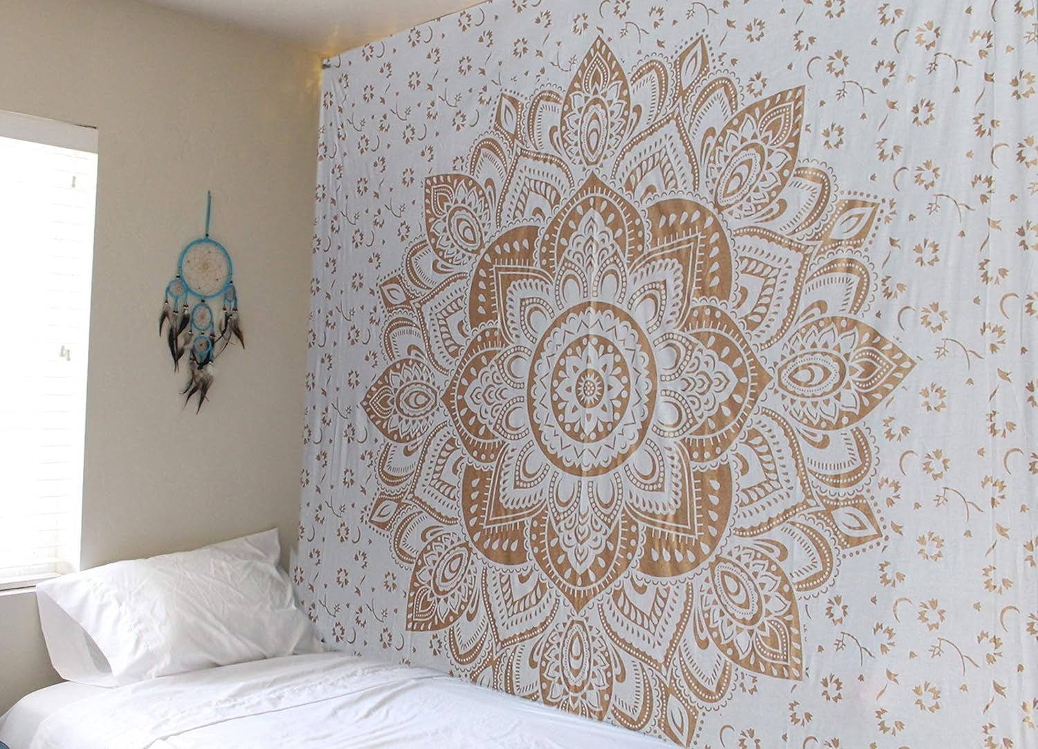 Gobeläng guld metallisk mandala indisk bomull strand kasta Casa - Tillbehör och dekorationer Naty Shop