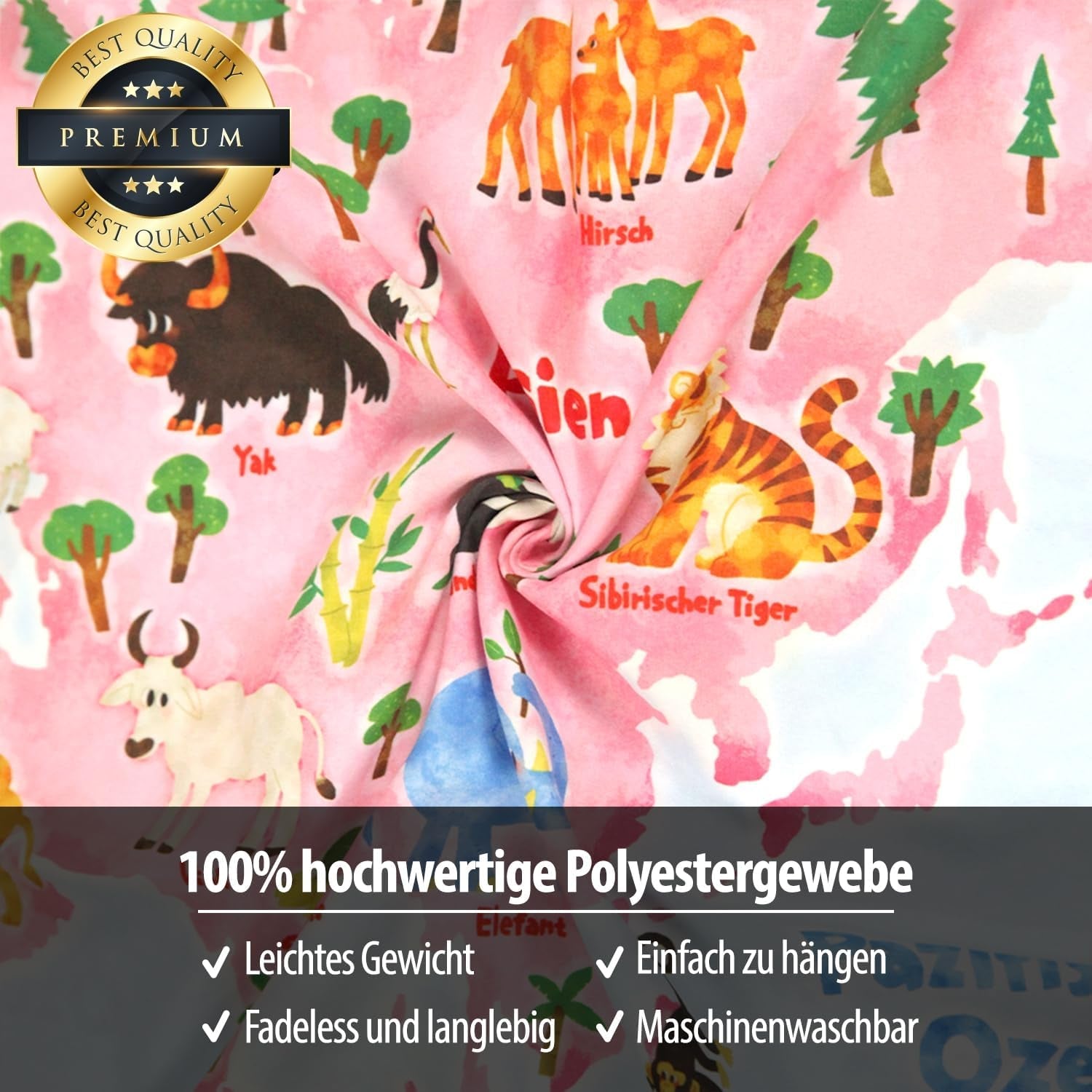 Bashom gobeläng tysk djurvärldskarta för barn Hem - Accessoarer och dekorationer Naty Shop