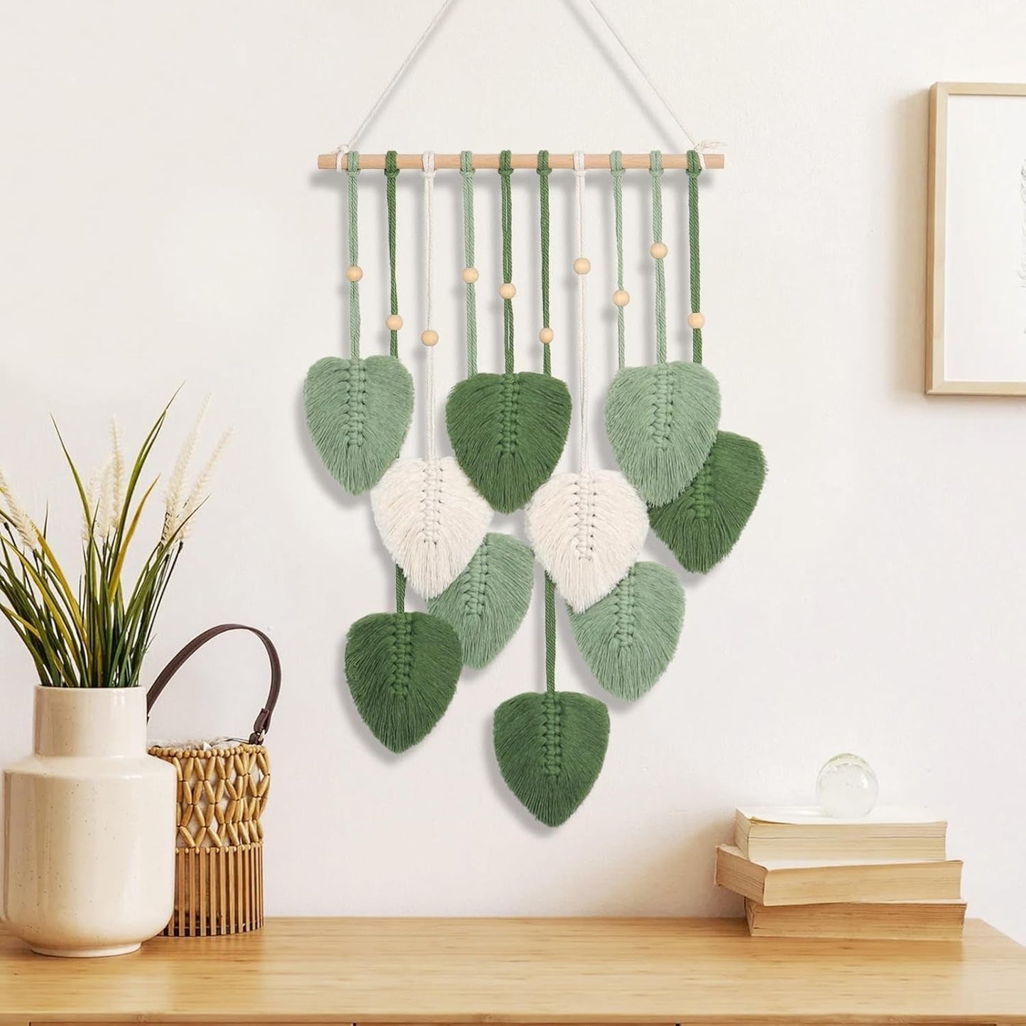 Gobeläng betylfoy träpärlor gröna blad Hem - Tillbehör och dekorationer Naty Shop