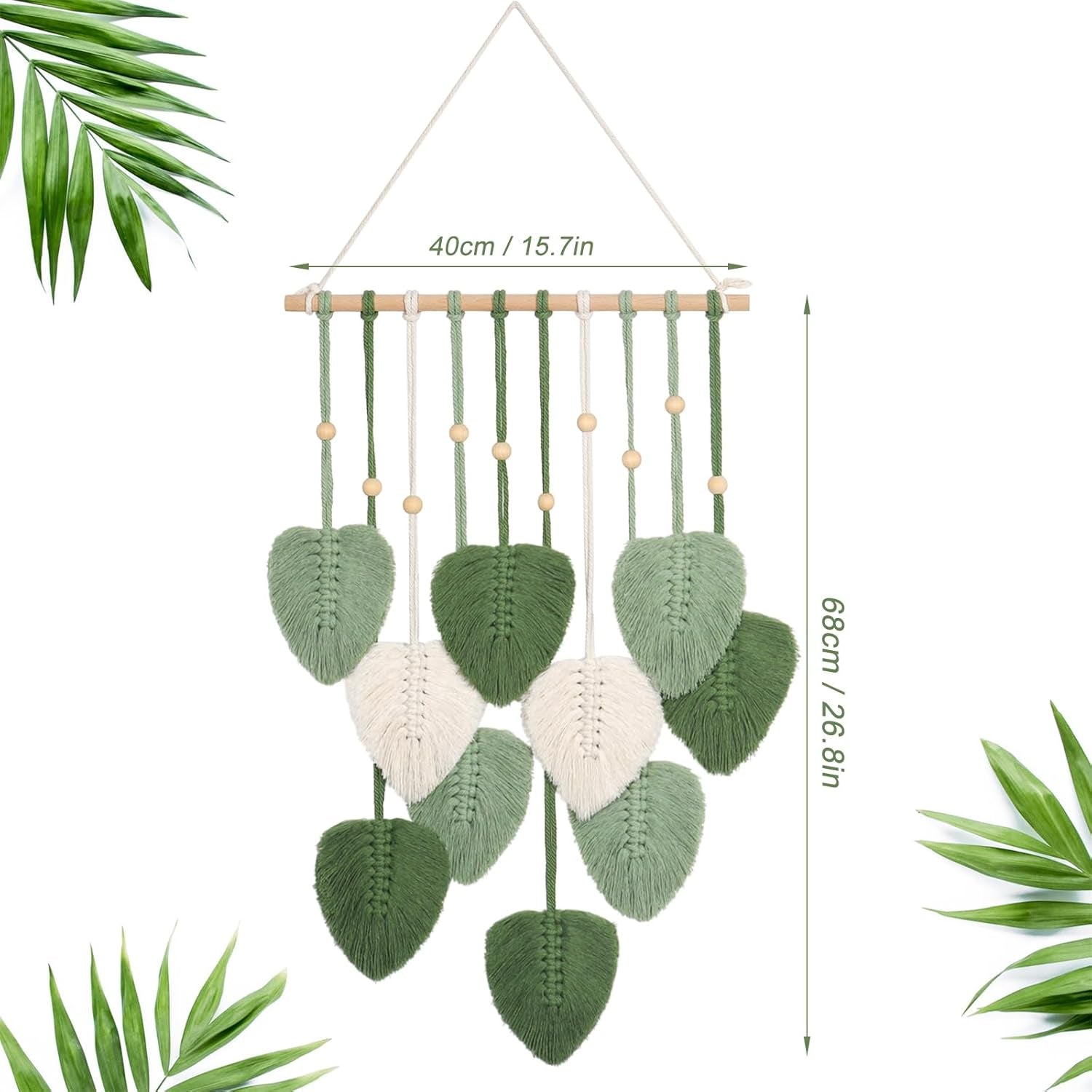 Gobeläng betylfoy träpärlor gröna blad Hem - Tillbehör och dekorationer Naty Shop