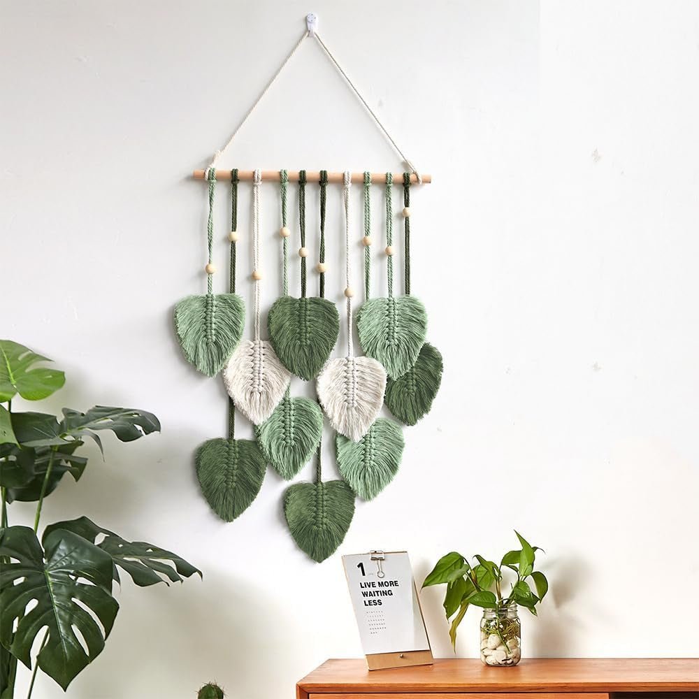 Gobeläng betylfoy träpärlor gröna blad Hem - Tillbehör och dekorationer Naty Shop