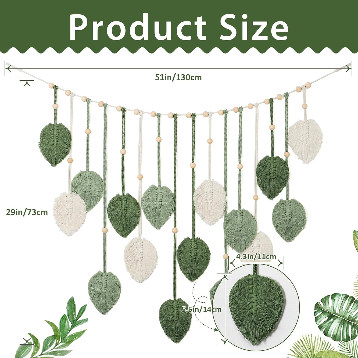 Gobeläng betyfoy vägghängande stora deco blad Hem - Accessoarer och dekorationer Naty Shop