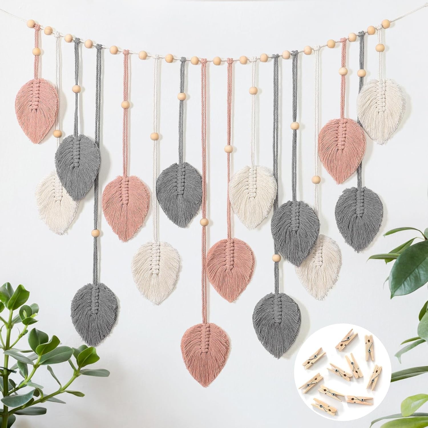 Gobeläng betyfoy vägghängande stora deco blad Hem - Accessoarer och dekorationer Naty Shop Pink