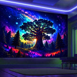 Gobeläng blacklight skog psykedelisk natur träd stjärnor galax Hem - Tillbehör och dekorationer Naty Shop 200L X 150B Cm