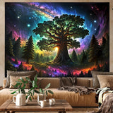 Gobeläng blacklight skog psykedelisk natur träd stjärnor galax Hem - Tillbehör och dekorationer Naty Shop 300L X 180B Cm