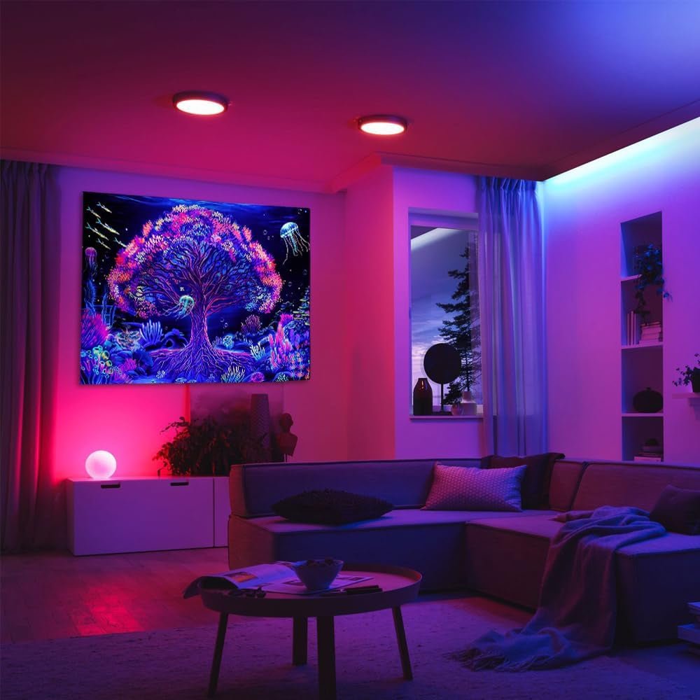 Tapestry tree of life fluorescerande mandala Hem - Accessoarer och dekorationer Naty Shop