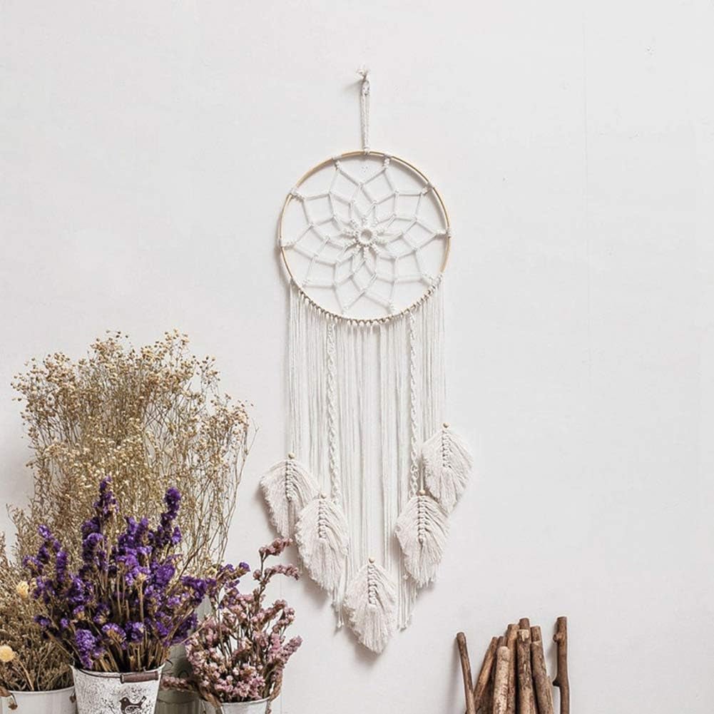 Gobeläng deco drömfångare vävd vit väggdekoration Hem - Accessoarer och dekorationer Naty Shop