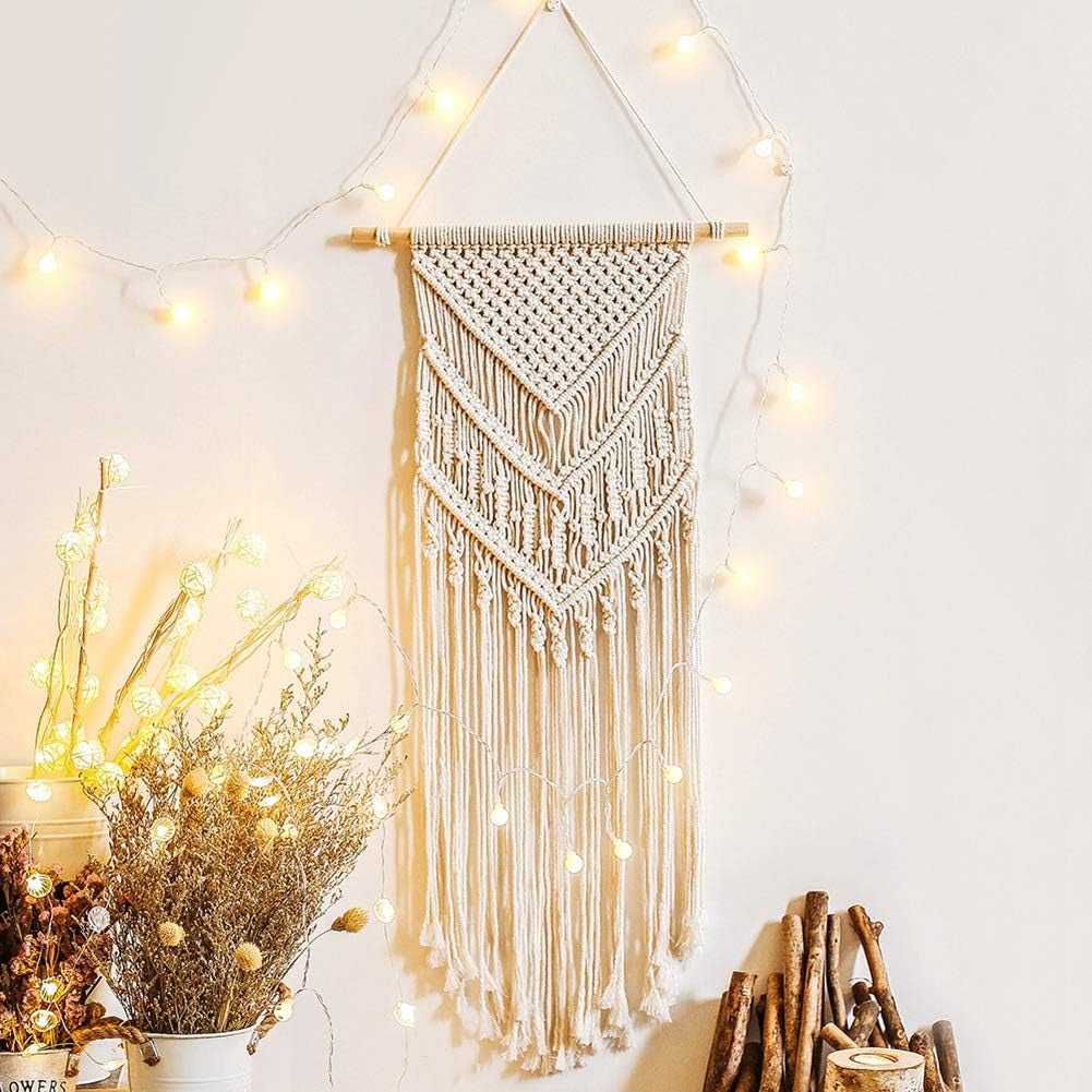 Deco gobeläng drömfångare vävd vit väggdekoration Hem - Tillbehör och dekorationer Naty Shop Triangel tofsar