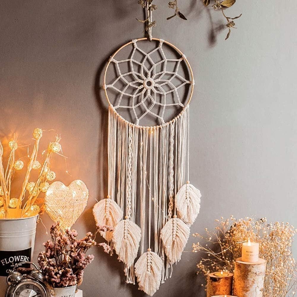 Deco gobeläng drömfångare vävd vit väggdekoration Hem - Tillbehör och dekorationer Naty Shop Mandala drömfångare