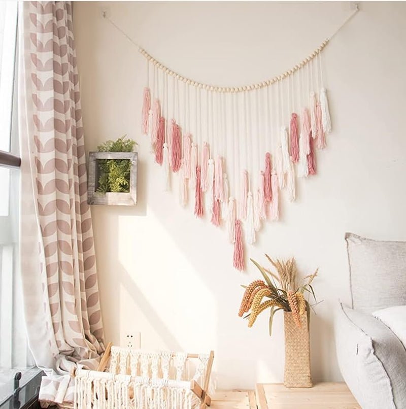 Gobeläng deco hängande vävd pastoralt träpärla Hem - Tillbehör och dekorationer Naty Shop