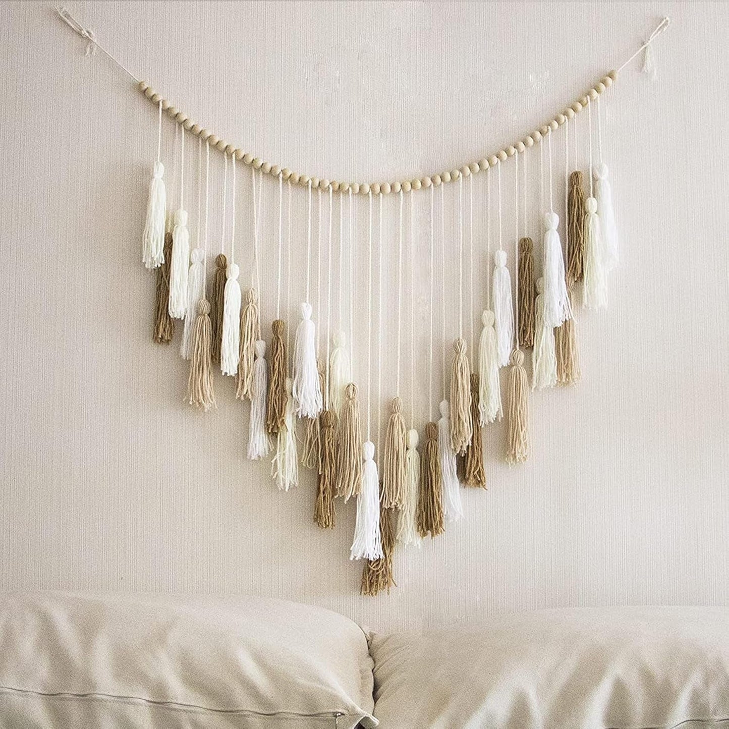 Gobeläng deco hängande vävd pastoralt träpärla Hem - Tillbehör och dekorationer Naty Shop