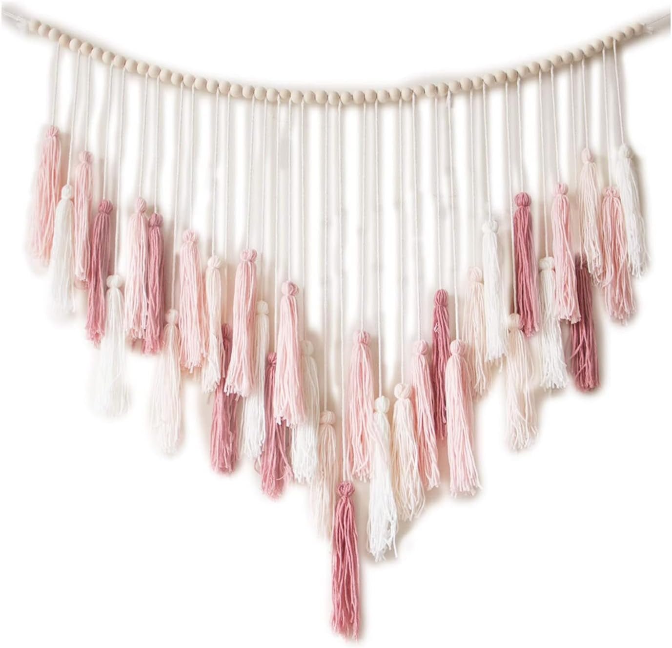 Gobeläng deco hängande vävd pastoralt träpärla Hem - Tillbehör och dekorationer Naty Shop Pink