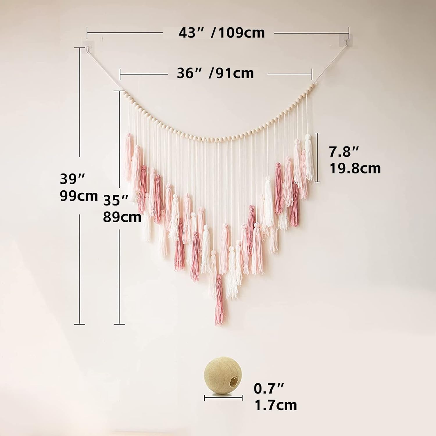 Gobeläng deco hängande vävd pastoralt träpärla Hem - Tillbehör och dekorationer Naty Shop