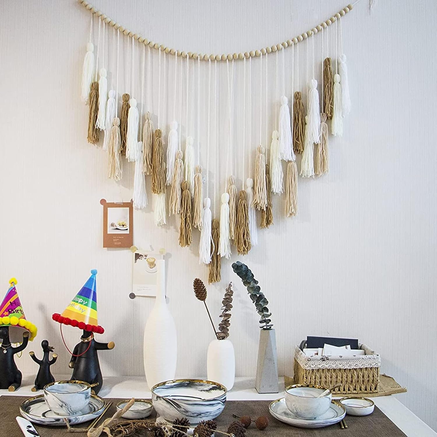 Gobeläng deco hängande vävd pastoralt träpärla Hem - Tillbehör och dekorationer Naty Shop