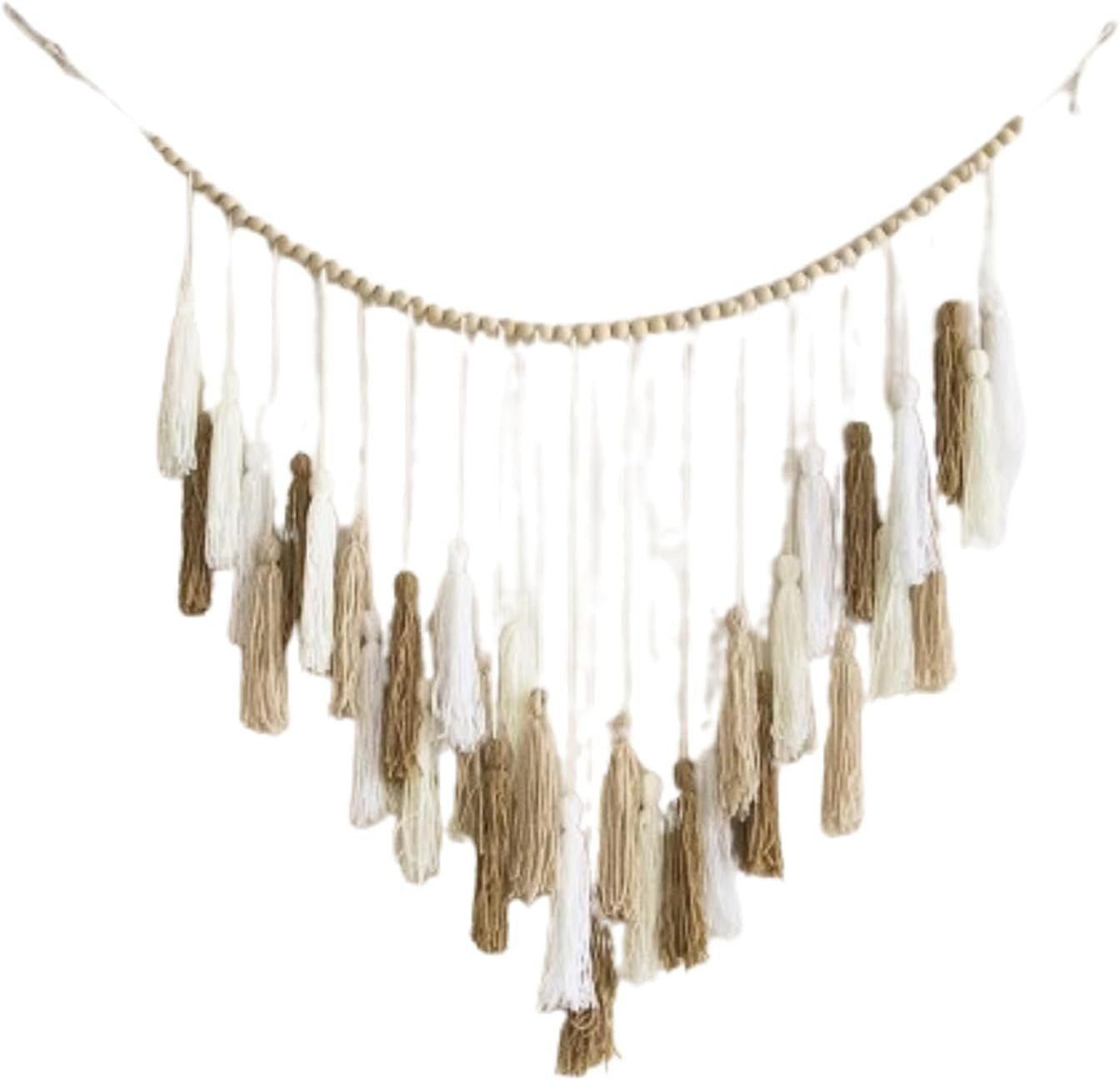 Gobeläng deco hängande vävd pastoralt träpärla Hem - Tillbehör och dekorationer Naty Shop Khaki