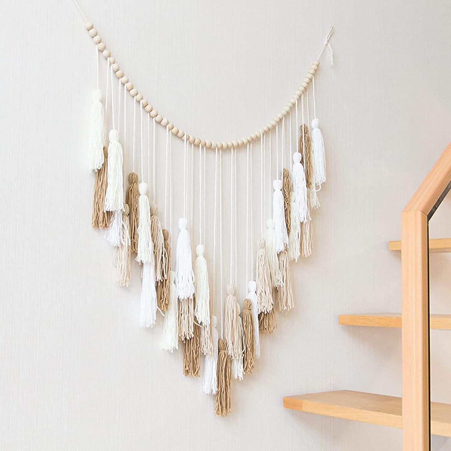 Gobeläng deco hängande vävd pastoralt träpärla Hem - Tillbehör och dekorationer Naty Shop