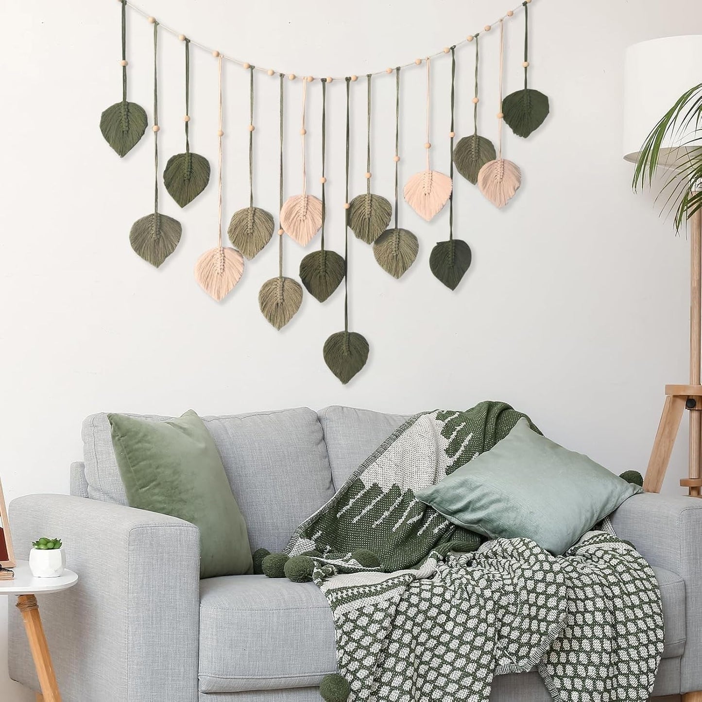 Gobeläng dekoration träpärlor blad design Hem - Tillbehör och dekorationer Naty Shop