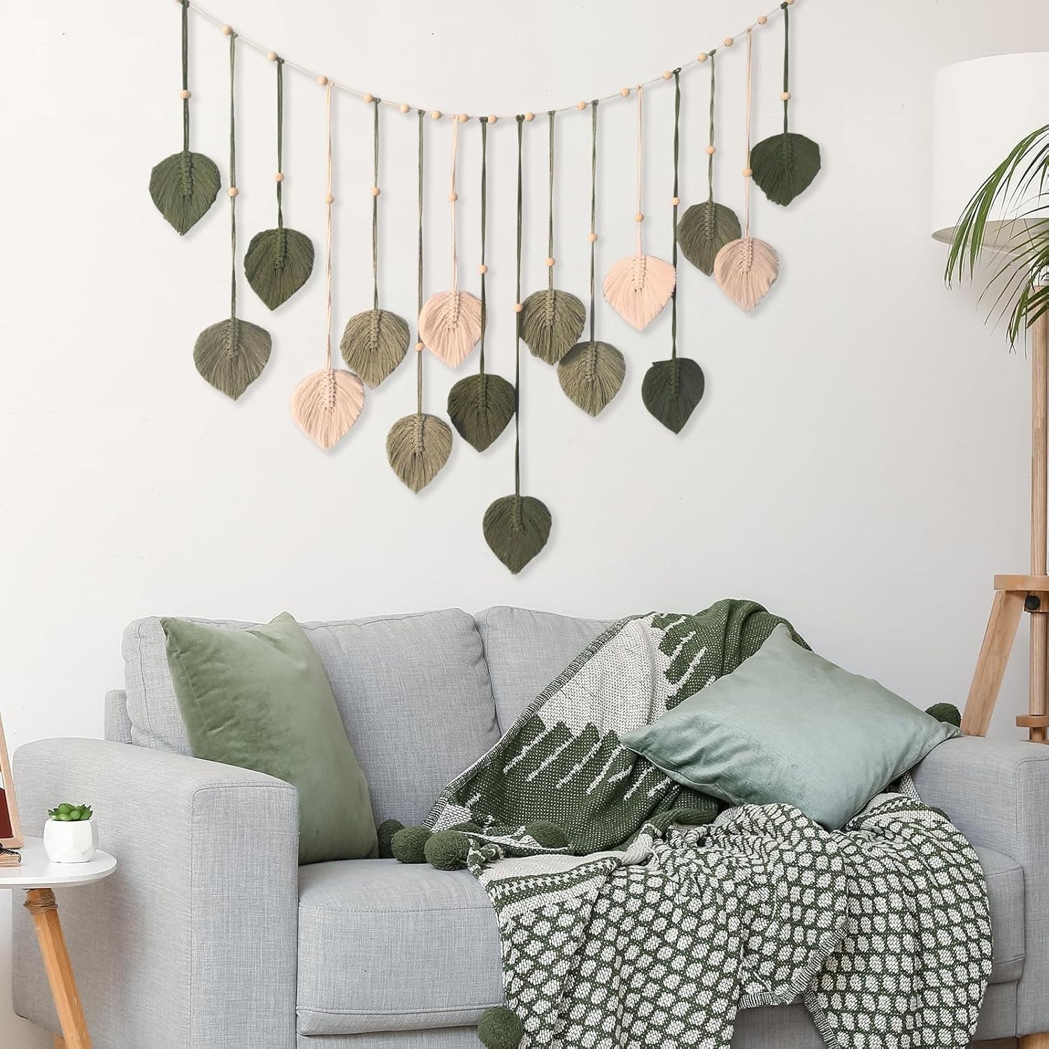 Gobeläng dekoration träpärlor blad design Hem - Tillbehör och dekorationer Naty Shop