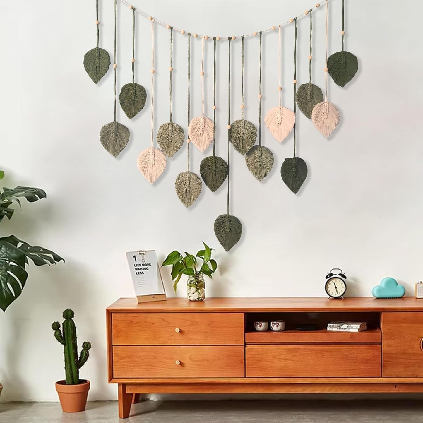 Gobeläng dekoration träpärlor blad design Hem - Tillbehör och dekorationer Naty Shop