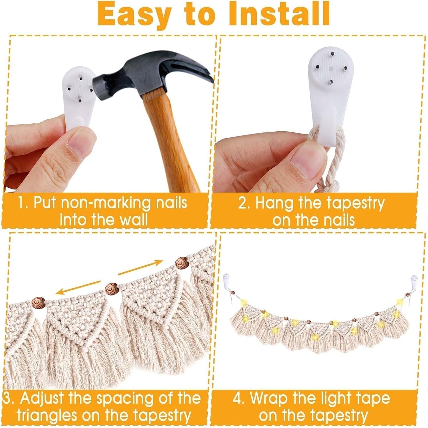 Gobeläng dekoration handgjorda vävda fransar led krans Hem - Accessoarer och dekorationer Naty Shop