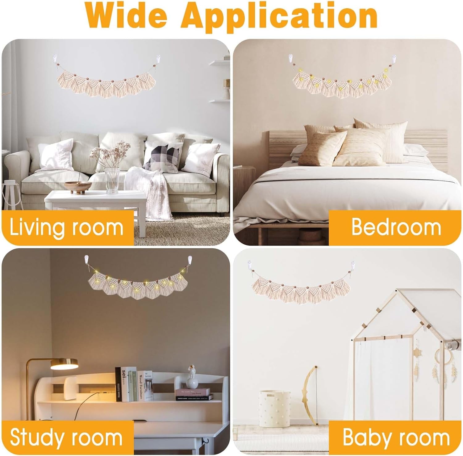 Gobeläng dekoration handgjorda vävda fransar led krans Hem - Accessoarer och dekorationer Naty Shop