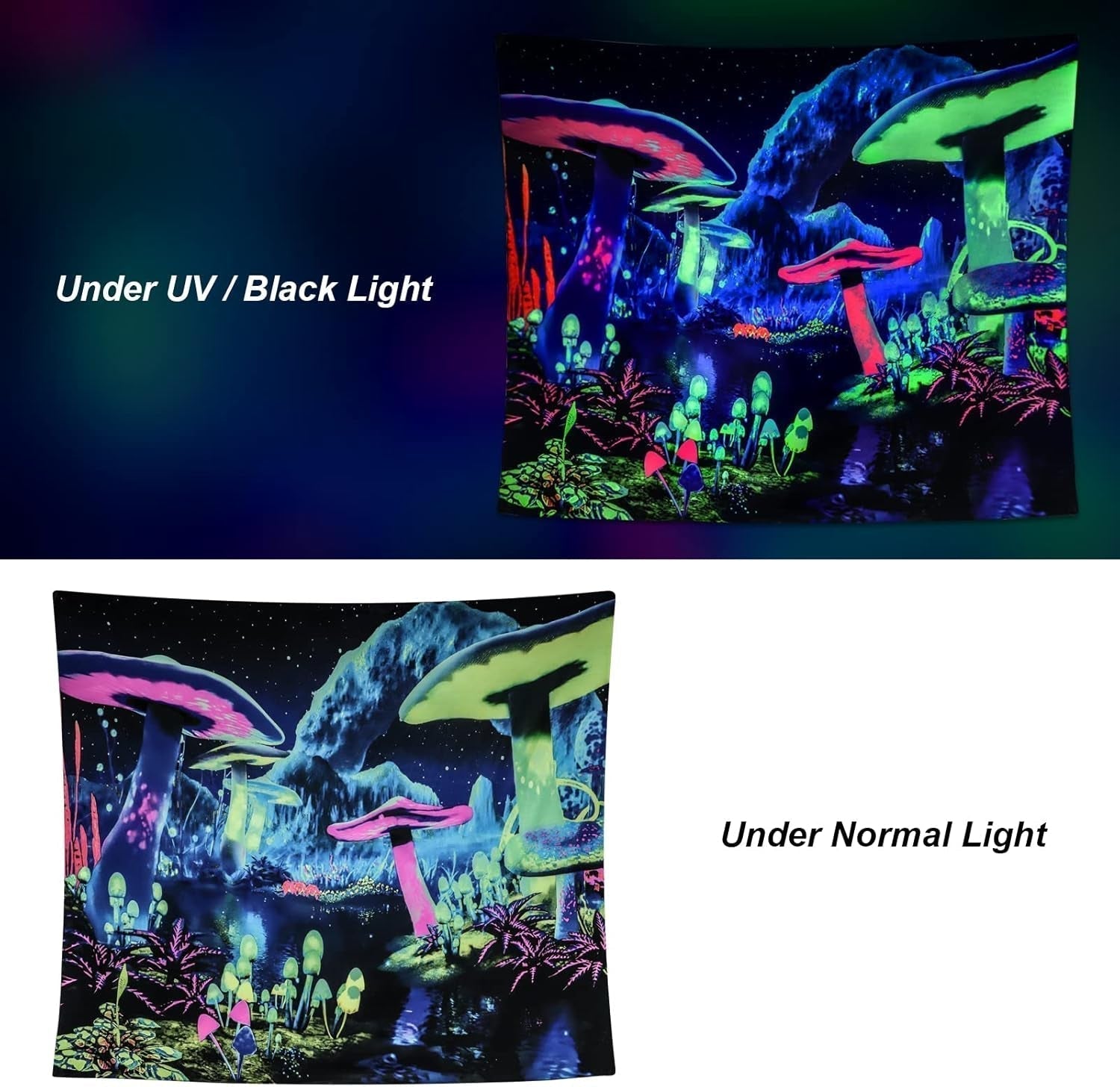 Gobeläng dremisland blacklight svamp psykedelisk reaktiv galaxvägg Hem - Tillbehör och dekorationer Naty Shop